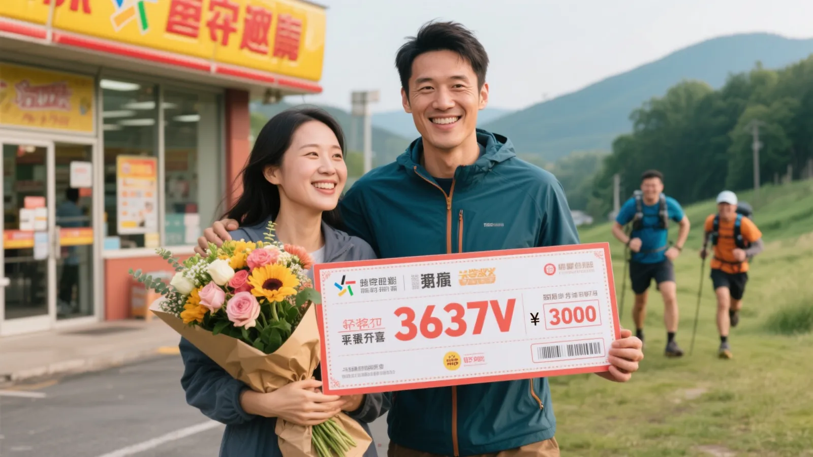 户外运动爱好者购彩娱乐中3637万 贴心为妻子献上鲜花